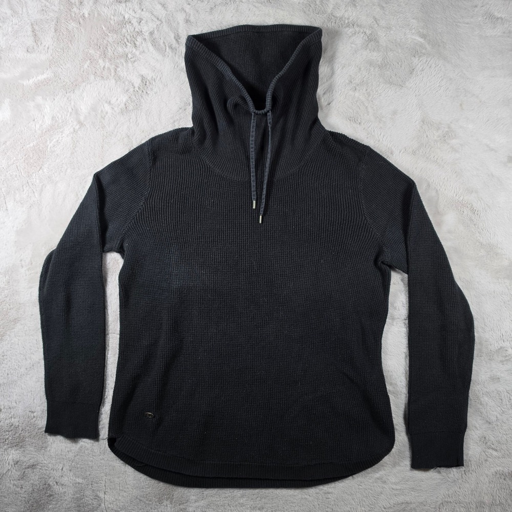 Lauren Ralph Lauren Sweater Womens Large Black‎ Cowl Neck Waffle Knit RL Logo